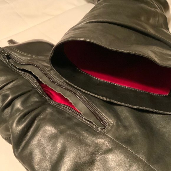 Diba Slouchy Sexy Black Heeled Leather Boots (8.5) - Picture 4 of 13